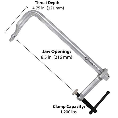 Strong Hand Tools UG85 Medium Duty Bar Clamp, 8-1/2" Capacity, 1200 LBS Clamping Pressure, 4-3/2" Throat Depth, 1" x 15/32" Rail Size