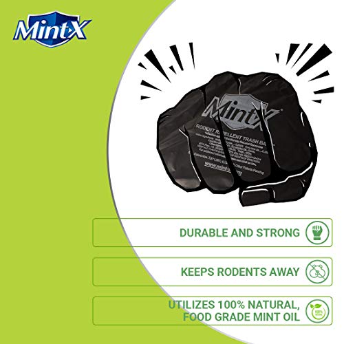 Mint-X - MX4046XHB Rodent Repellent Trash Bags, 1.3 Mil, Flat Seal, 46" Height x 40" Length, Black (Pack of 100)