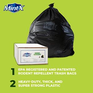 Mint-X - MX4046XHB Rodent Repellent Trash Bags, 1.3 Mil, Flat Seal, 46" Height x 40" Length, Black (Pack of 100)