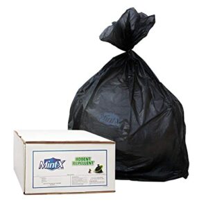 mint-x - mx4048hd b16 rodent repellent trash bag, 0.630 mil, hi-density, star seal, 48" height x 40" length, 45 gallon, black (pack of 250)