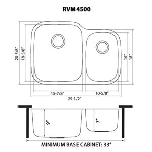 Ruvati 29-inch Undermount 60/40 Double Bowl 16 Gauge Stainless Steel Kitchen Sink - RVM4500