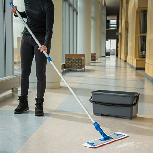 Carlisle FoodService Products Telescopic Mop Handle for Flat Head Mops for Floor Cleaning, Home, Kitchen, Restaurants, Office, And Janitorial Use, Aluminum, 43 - 70 Inches, Silver