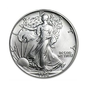 1986 american silver eagle .999 fine silver dollar uncirculated us mint with our certificate of authenticity