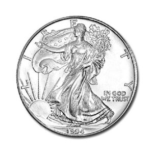 1994 american silver eagle .999 fine silver dollar uncirculated us mint with our certificate of authenticity