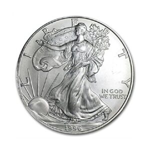 1996 american silver eagle .999 fine silver dollar uncirculated us mint with our certificate of authenticity