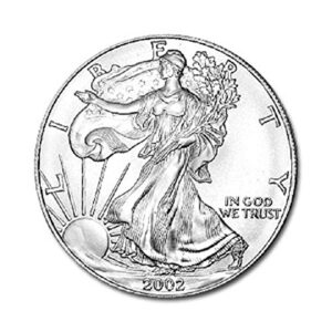 2002 american silver eagle .999 fine silver dollar uncirculated us mint with our certificate of authenticity