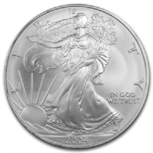 2004 american silver eagle .999 fine silver dollar uncirculated us mint with our certificate of authenticity