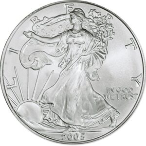 2005 American Silver Eagle .999 Fine Silver Dollar Uncirculated US Mint with Our Certificate of Authenticity