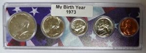 1973-5 coin birth year set in american flag holder uncirculated