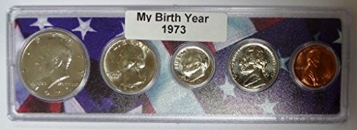 1973-5 Coin Birth Year Set in American Flag Holder Uncirculated