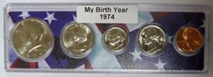 1974-5 coin birth year set in american flag holder uncirculated