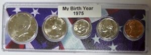 1975-5 coin birth year set in american flag holder uncirculated