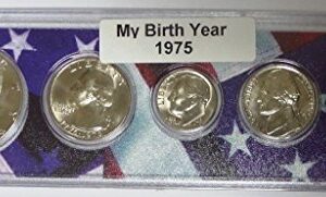 1975-5 Coin Birth Year Set in American Flag Holder Uncirculated