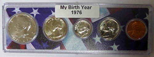 1976-5 Coin Birth Year Set in American Flag Holder Uncirculated