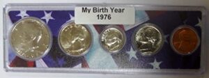 1976-5 coin birth year set in american flag holder uncirculated