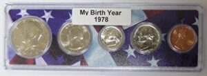 1978-5 coin birth year set in american flag holder uncirculated