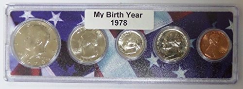 1978-5 Coin Birth Year Set in American Flag Holder Uncirculated