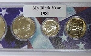 1981-5 Coin Birth Year Set in American Flag Holder - Seller Uncirculated