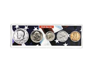 1981-5 coin birth year set in american flag holder - seller uncirculated