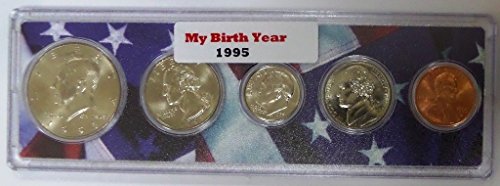 1995-5 Coin Birth Year Set in American Flag Holder Uncirculated