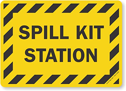 SmartSign - LB-1495-EU-14 "Spill Kit Station" Label | 10" x 14" Laminated Vinyl Black on Yellow