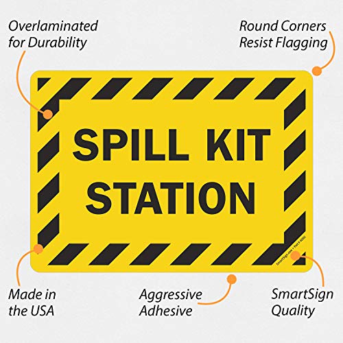 SmartSign - LB-1495-EU-14 "Spill Kit Station" Label | 10" x 14" Laminated Vinyl Black on Yellow