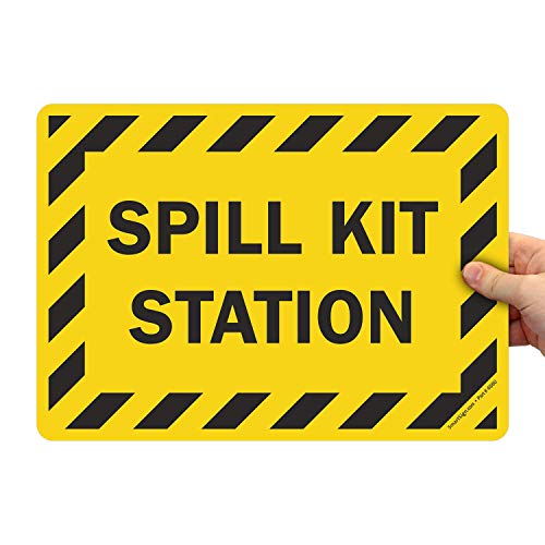 SmartSign - LB-1495-EU-14 "Spill Kit Station" Label | 10" x 14" Laminated Vinyl Black on Yellow