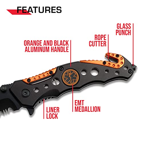 NDZ Performance TAC-Force Spring Assisted Opening EMT EMS Orange Rescue Folding Pocket Knife New