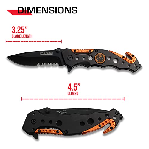 NDZ Performance TAC-Force Spring Assisted Opening EMT EMS Orange Rescue Folding Pocket Knife New