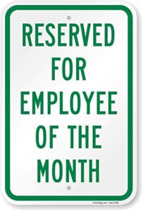 smartsign - k-7744-p-pe-12x18-d1 "reserved for employee of the month", parking sign | 12" x 18" plastic green on white
