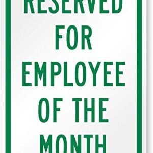 SmartSign - K-7744-P-PE-12x18-D1 "Reserved for Employee of the Month", Parking Sign | 12" x 18" Plastic Green on White