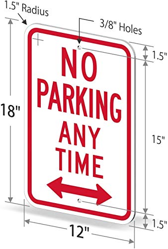 SmartSign - K-2331-HI-12x18 "No Parking Any Time" Sign | 12" x 18" 3M High Intensity Grade Reflective Aluminum Red on White