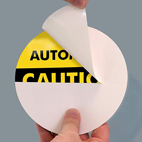 SmartSign - L-245-W2-6OD "Caution - Automatic Door" Two-Sided Glass Door Decal | 6" Diameter Black on Yellow