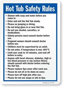 smartsign-s-4896-pl "hot tub safety rules" sign | 10" x 14" plastic - black/blue on white