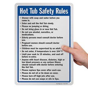 SmartSign-S-4896-Pl "Hot Tub Safety Rules" Sign | 10" x 14" Plastic - Black/Blue on White