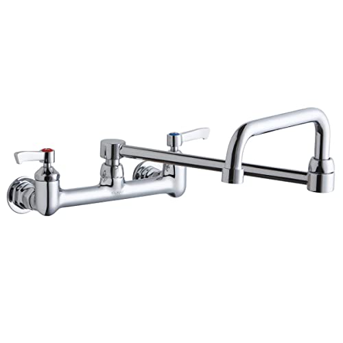 Elkay Foodservice LK940DS20L2H 8" Centerset Wall Mount Faucet with 8" Double Swing Spout and 2" Lever Handles