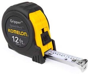 komelon sm5412 speed mark gripper acrylic coated steel blade measuring tape 5/8-inch x 12-feet, white