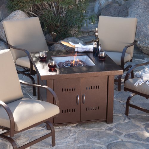 AZ Patio Heaters GS-F-PC Propane Fire Pit, 40,000 BTU, Square, Antique Bronze Finish