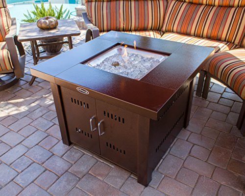 AZ Patio Heaters GS-F-PC Propane Fire Pit, 40,000 BTU, Square, Antique Bronze Finish