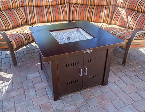 AZ Patio Heaters GS-F-PC Propane Fire Pit, 40,000 BTU, Square, Antique Bronze Finish