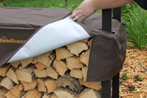Woodhaven Brown 5 Foot 1/4 Cord Plus - Heavy Duty Indoor Outdoor Firewood Storage Log Rack And Optional Seasoning Cover - Metal Firewood Rack - Made in the USA (Cover)
