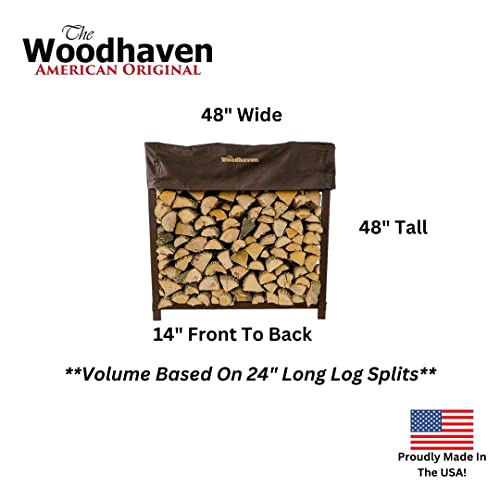 Woodhaven Brown 5 Foot 1/4 Cord Plus - Heavy Duty Indoor Outdoor Firewood Storage Log Rack And Optional Seasoning Cover - Metal Firewood Rack - Made in the USA (Cover)