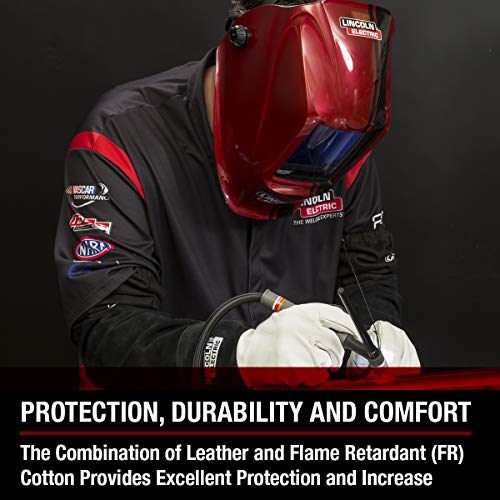 Lincoln Electric Welding Sleeves | Split Leather & Flame Resistant (FR) Cotton | Heat Resistance & Durability | K3111-ALL, Black