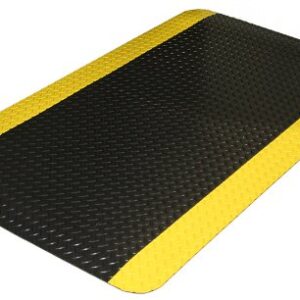 Durable Corporation-442S Vinyl Heavy Duty Diamond-DEK Sponge Industrial Anti-Fatigue Floor Mat, 2' x 3', Black with Yellow Border