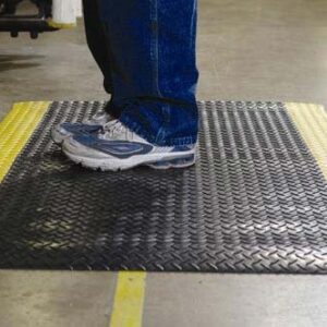 Durable Corporation-442S Vinyl Heavy Duty Diamond-DEK Sponge Industrial Anti-Fatigue Floor Mat, 2' x 3', Black with Yellow Border