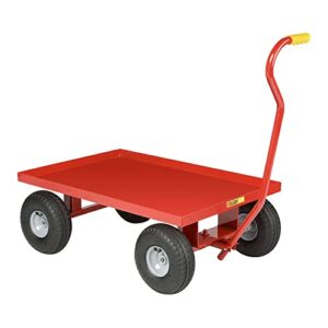 Little Giant LW-2436-10 Steel Solid Deck Wagon Truck with 1-1/2" Lip, 10" x 2-3/4" Solid Rubber Wheel, Red, 1200 lbs Load Capacity, 24" Width x 36" Length