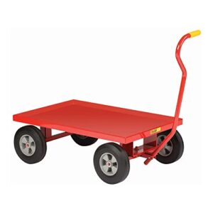 Little Giant LW-2436-10 Steel Solid Deck Wagon Truck with 1-1/2" Lip, 10" x 2-3/4" Solid Rubber Wheel, Red, 1200 lbs Load Capacity, 24" Width x 36" Length