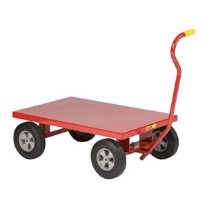 Little Giant LW-2436-10 Steel Solid Deck Wagon Truck with 1-1/2" Lip, 10" x 2-3/4" Solid Rubber Wheel, Red, 1200 lbs Load Capacity, 24" Width x 36" Length