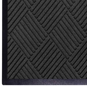 waterhog diamond | commercial-grade entrance mat with rubber border – indoor/outdoor, quick drying, stain resistant door mat (charcoal, 4' x 6')