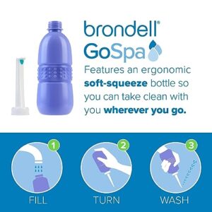 Brondell GoSpa Travel Bidet GS-70 Easy-to-use Portable Bidet with Convenient Nozzle Storage, Travel Bag, 400 ml Capacity, and Angled Nozzle Spray